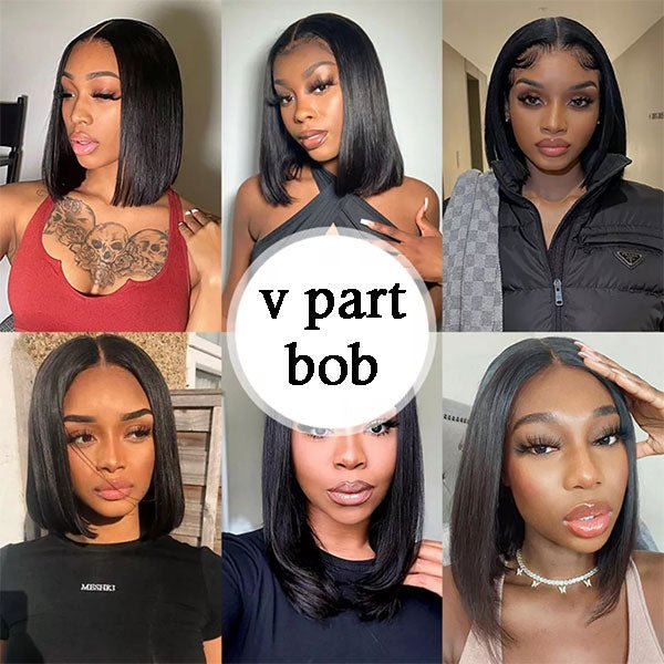 Easily Care V Part Bob Wigs Human Hair - Wigtrends