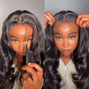 Easy - Wear Body Wave Glueless 13x4 Lace Wig Breathable Cap & Bleached Knots Human Hair - Wigtrends