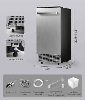 ecozy Portable Ice Maker Countertop, 9 Cubes Ready in 6 Mins, 26 lbs in 24 Hours, Self - Cleaning Machine with Ice Bags/Standing Ice Scoop/Ice Basket for Kitchen Office Bar Party, Aqua - Wigtrends