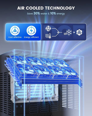 ecozy Portable Ice Maker Countertop, 9 Cubes Ready in 6 Mins, 26 lbs in 24 Hours, Self - Cleaning Machine with Ice Bags/Standing Ice Scoop/Ice Basket for Kitchen Office Bar Party, Aqua - Wigtrends