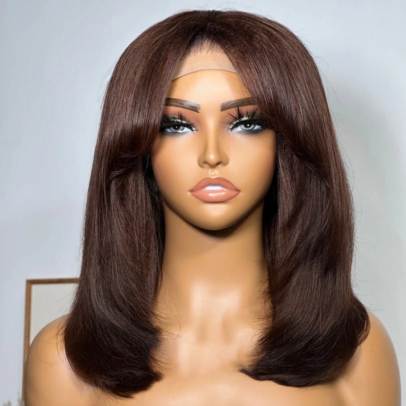Elegant Layered Cut Bob Wigs Lace Human Hair - Wigtrends