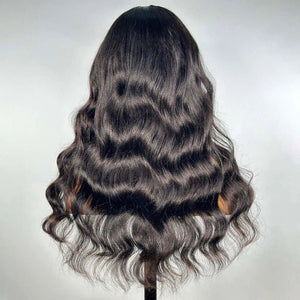 Elegant Natural Black Wavy C Part Wig - Wigtrends