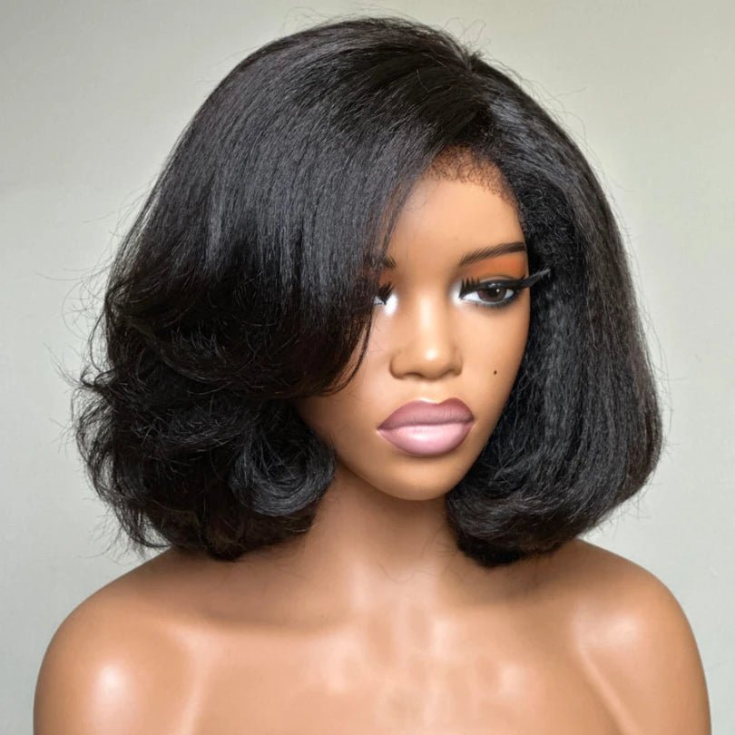 Elegant Side Part Layered Bob Wigs 100% Human Hair Wig - Wigtrends