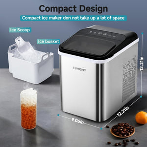 EUHOMY Nugget Ice Maker Countertop, Ready in 8 Mins, 35lbs/24H, Self - Cleaning, Portable Ice Makers Machine with Ice Scoop & Basket, Sonic Ice Maker with Chewable Pellet Ice for Home/Party/RV/Camping - Wigtrends