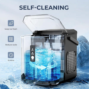 EUHOMY Nugget Ice Maker Countertop, Ready in 8 Mins, 35lbs/24H, Self - Cleaning, Portable Ice Makers Machine with Ice Scoop & Basket, Sonic Ice Maker with Chewable Pellet Ice for Home/Party/RV/Camping - Wigtrends