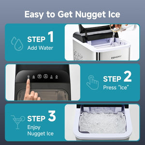 EUHOMY Nugget Ice Maker Countertop, Ready in 8 Mins, 35lbs/24H, Self - Cleaning, Portable Ice Makers Machine with Ice Scoop & Basket, Sonic Ice Maker with Chewable Pellet Ice for Home/Party/RV/Camping - Wigtrends