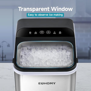 EUHOMY Nugget Ice Maker Countertop, Ready in 8 Mins, 35lbs/24H, Self - Cleaning, Portable Ice Makers Machine with Ice Scoop & Basket, Sonic Ice Maker with Chewable Pellet Ice for Home/Party/RV/Camping - Wigtrends