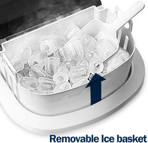 EUHOMY Nugget Ice Maker Countertop with Handle, Ready in 6 Mins, 34lbs Per Day, Removable Top Cover, Auto - Cleaning, Portable Sonic Ice Maker with Basket and Scoop, for Home/Party/RV/Camping (Black) - Wigtrends