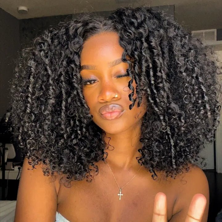 Finger Coily Lace Front Wig 180% Density Human Hair - Wigtrends