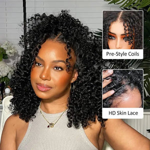 Finger Coily Lace Front Wig 180% Density Human Hair - Wigtrends