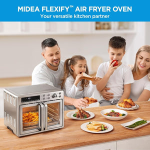Flexify French Door Toaster Oven Air Fryer Combo, 26.4 QT, Extra Large Air Fryer Countertop Oven 10 - in - 1 Combo, 25% Faster Cooking and 90% Less Oil, Stainless Steel - Wigtrends
