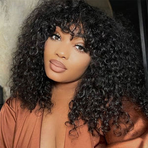 Fluffy Curly Bob Human Hair Wigs - Wigtrends