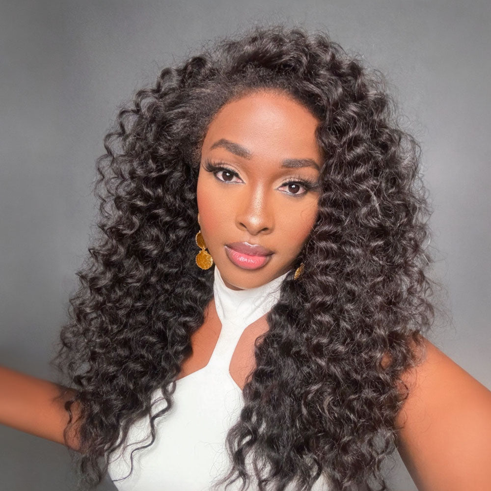 Fluffy Wand Curls With 4C Kinky Edges HD Lace Wig - Wigtrends