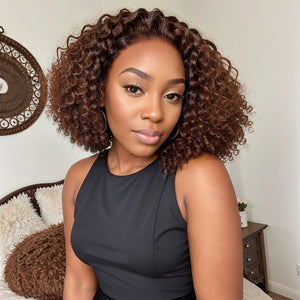 Glueless 5x5 Closure Lace Bob Wigs Highlight Kinky Curly Wig Human Hair - Wigtrends