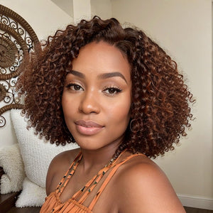 Glueless 5x5 Closure Lace Bob Wigs Highlight Kinky Curly Wig Human Hair - Wigtrends