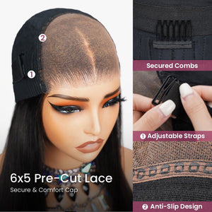 Glueless Blowout In Wavy Natural Black Pre - Cut Pre - Bleached Knots Easy - Wear Human Hair Wigs - Wigtrends