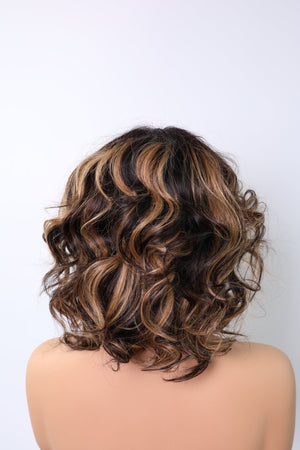 Glueless Highlight Wavy Bob Wig Human Hair Lace Front Wigs - Wigtrends