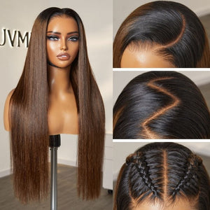 Glueless Silky Straight 7x6 HD Lace Closure Wig Pre Plucked 100% Human Hair Bleached Knots Breathable Cap - Wigtrends