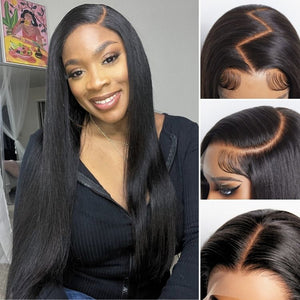 Glueless Silky Straight 7x6 HD Lace Closure Wig Pre Plucked 100% Human Hair Bleached Knots Breathable Cap - Wigtrends