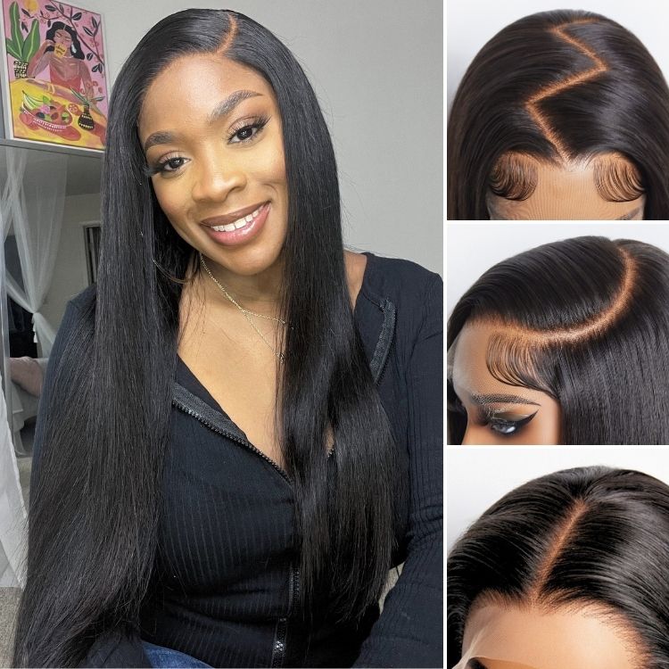 Glueless Silky Straight 7x6 HD Lace Closure Wig Pre Plucked 100% Human Hair Bleached Knots Breathable Cap - Wigtrends