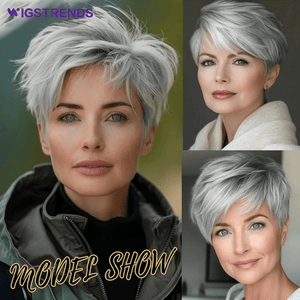 Grey Hair Toppers for Women with Thinning Bangs 360°3D Cover 6.5x6inches Toupee Hair Pieces - Wigtrends