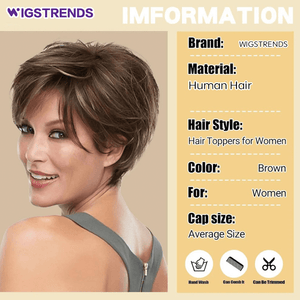 Grey Hair Toppers for Women with Thinning Bangs 360°3D Cover 6.5x6inches Toupee Hair Pieces - Wigtrends