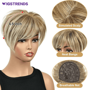 Grey Hair Toppers for Women with Thinning Bangs 360°3D Cover 6.5x6inches Toupee Hair Pieces - Wigtrends