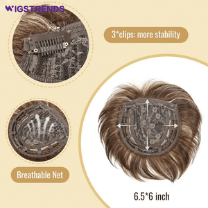 Grey Hair Toppers for Women with Thinning Bangs 360°3D Cover 6.5x6inches Toupee Hair Pieces - Wigtrends