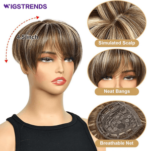 Grey Hair Toppers for Women with Thinning Bangs 360°3D Cover 6.5x6inches Toupee Hair Pieces - Wigtrends