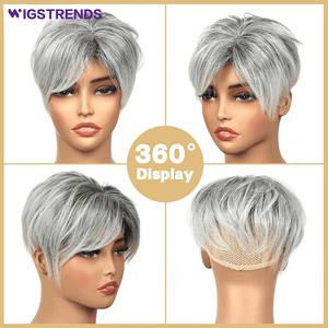 Grey Hair Toppers for Women with Thinning Bangs 360°3D Cover 6.5x6inches Toupee Hair Pieces - Wigtrends