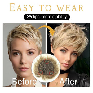 Grey Hair Toppers for Women with Thinning Bangs 360°3D Cover 6.5x6inches Toupee Hair Pieces - Wigtrends