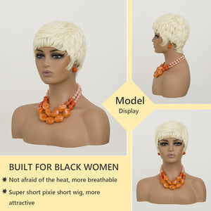 Grey Pixie Wigs for Black Women Grey Pixie Cut Short Wavy Layered Human Hair Wigs - Wigtrends