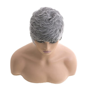 Grey Pixie Wigs for Black Women Grey Pixie Cut Short Wavy Layered Human Hair Wigs - Wigtrends