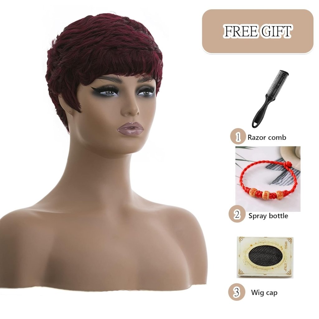 Grey Pixie Wigs for Black Women Grey Pixie Cut Short Wavy Layered Human Hair Wigs - Wigtrends