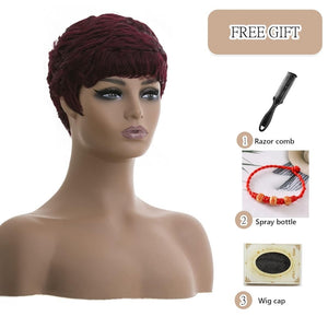 Grey Pixie Wigs for Black Women Grey Pixie Cut Short Wavy Layered Human Hair Wigs - Wigtrends