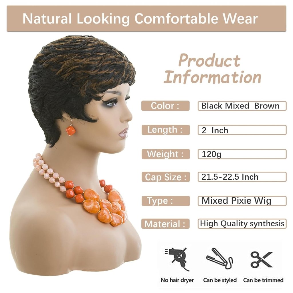 Grey Pixie Wigs for Black Women Grey Pixie Cut Short Wavy Layered Human Hair Wigs - Wigtrends