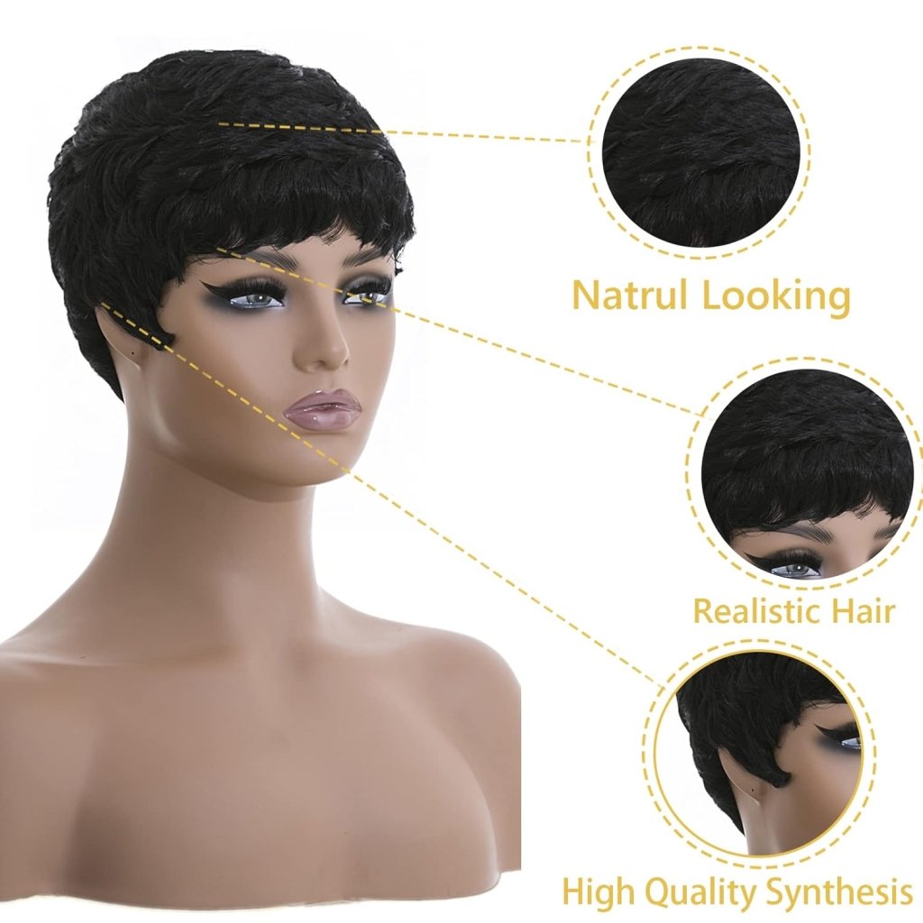 Grey Pixie Wigs for Black Women Grey Pixie Cut Short Wavy Layered Human Hair Wigs - Wigtrends