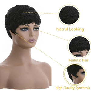 Grey Pixie Wigs for Black Women Grey Pixie Cut Short Wavy Layered Human Hair Wigs - Wigtrends