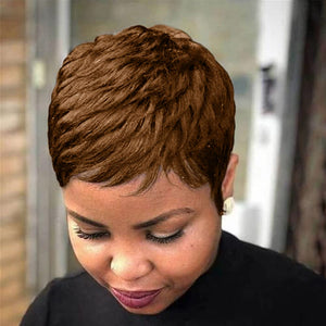 Grey Pixie Wigs for Black Women Grey Pixie Cut Short Wavy Layered Human Hair Wigs - Wigtrends