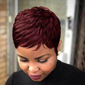 Grey Pixie Wigs for Black Women Grey Pixie Cut Short Wavy Layered Human Hair Wigs - Wigtrends