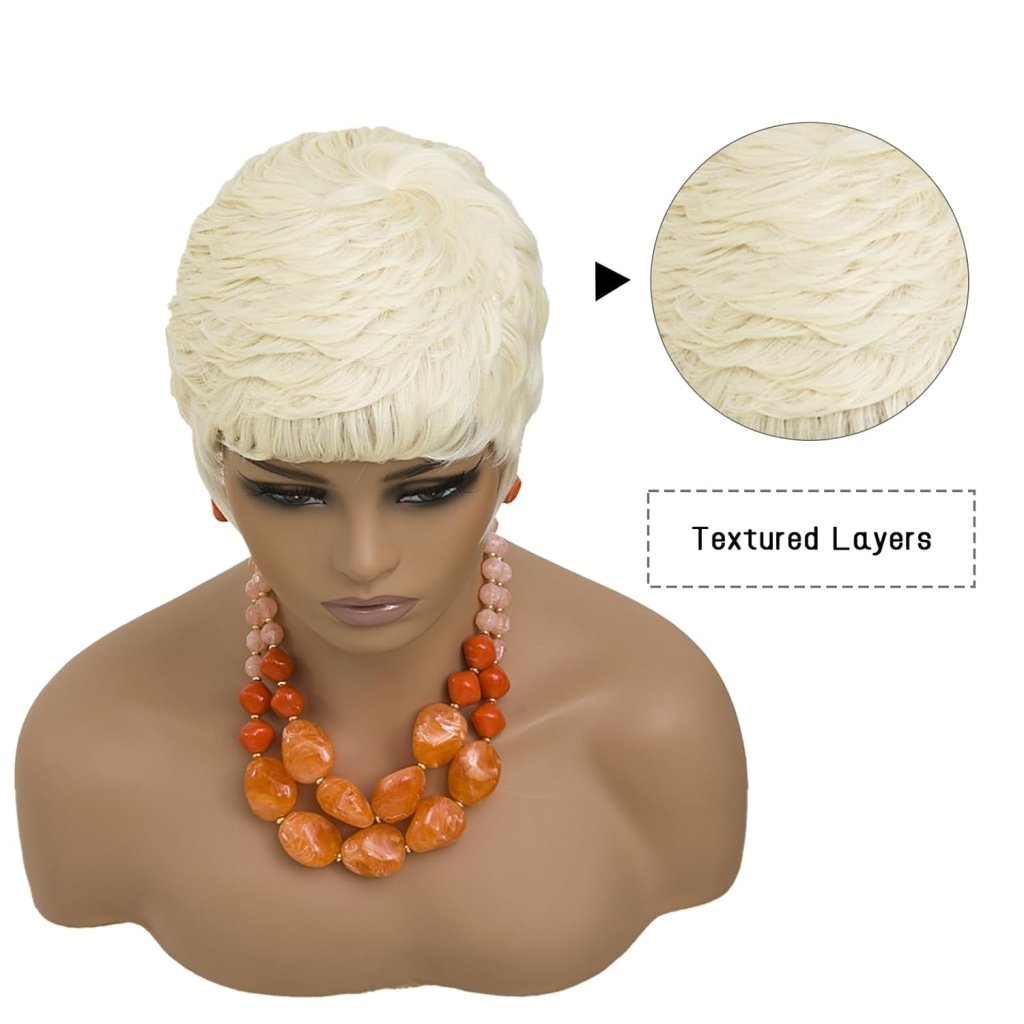 Grey Pixie Wigs for Black Women Grey Pixie Cut Short Wavy Layered Human Hair Wigs - Wigtrends