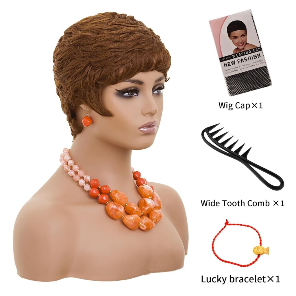 Grey Pixie Wigs for Black Women Grey Pixie Cut Short Wavy Layered Human Hair Wigs - Wigtrends