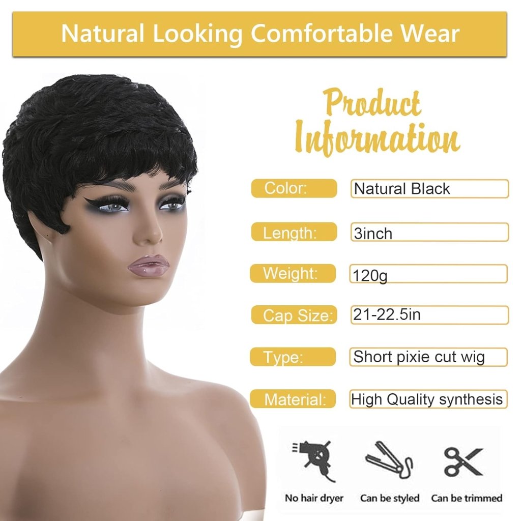 Grey Pixie Wigs for Black Women Grey Pixie Cut Short Wavy Layered Human Hair Wigs - Wigtrends