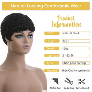Grey Pixie Wigs for Black Women Grey Pixie Cut Short Wavy Layered Human Hair Wigs - Wigtrends