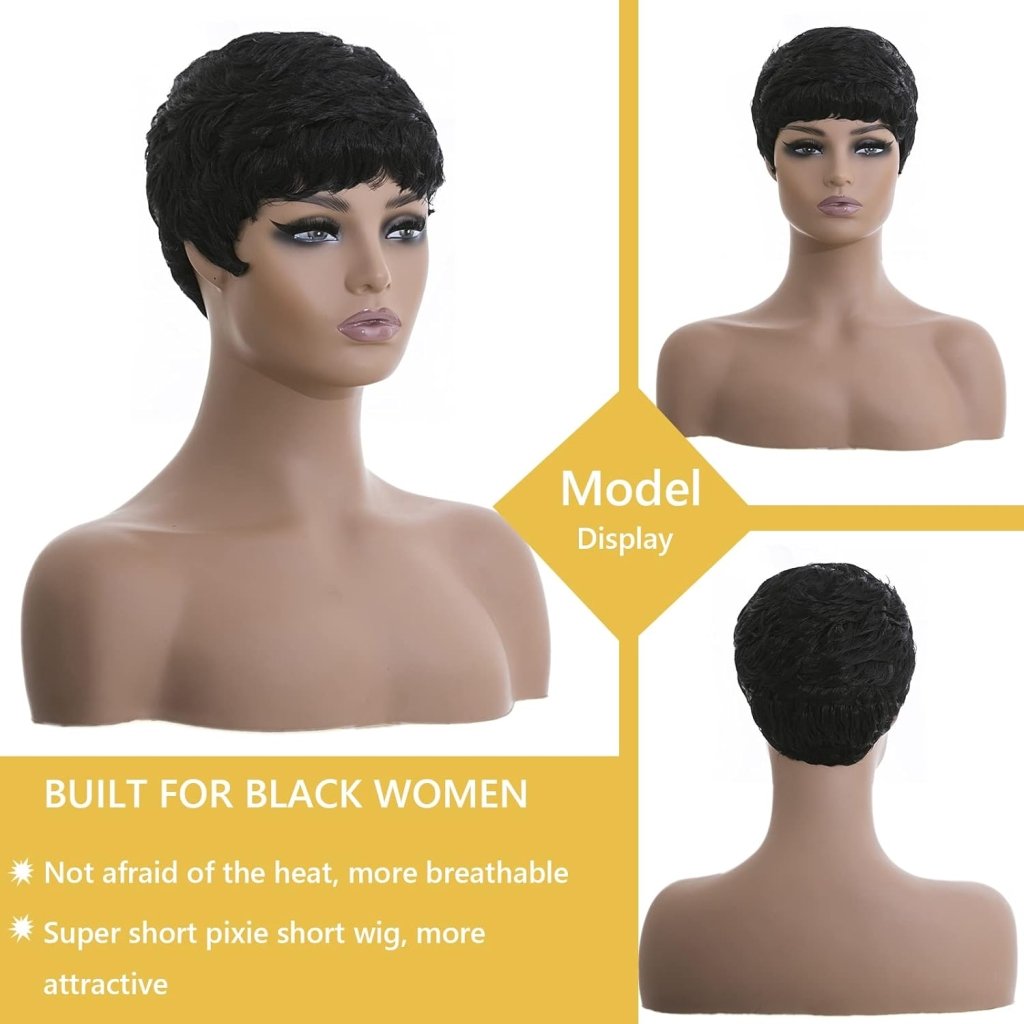 Grey Pixie Wigs for Black Women Grey Pixie Cut Short Wavy Layered Human Hair Wigs - Wigtrends