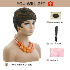 Grey Pixie Wigs for Black Women Grey Pixie Cut Short Wavy Layered Human Hair Wigs - Wigtrends