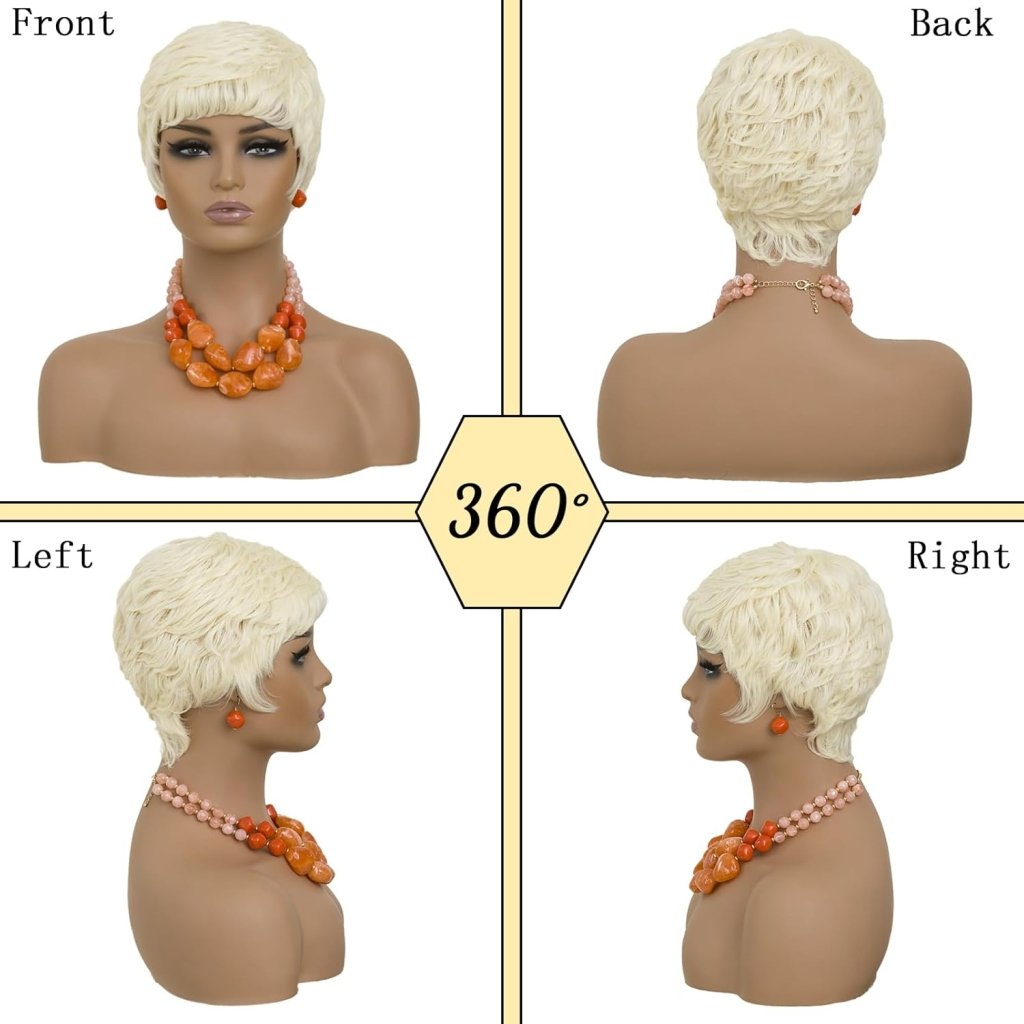 Grey Pixie Wigs for Black Women Grey Pixie Cut Short Wavy Layered Human Hair Wigs - Wigtrends