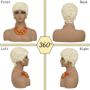 Grey Pixie Wigs for Black Women Grey Pixie Cut Short Wavy Layered Human Hair Wigs - Wigtrends
