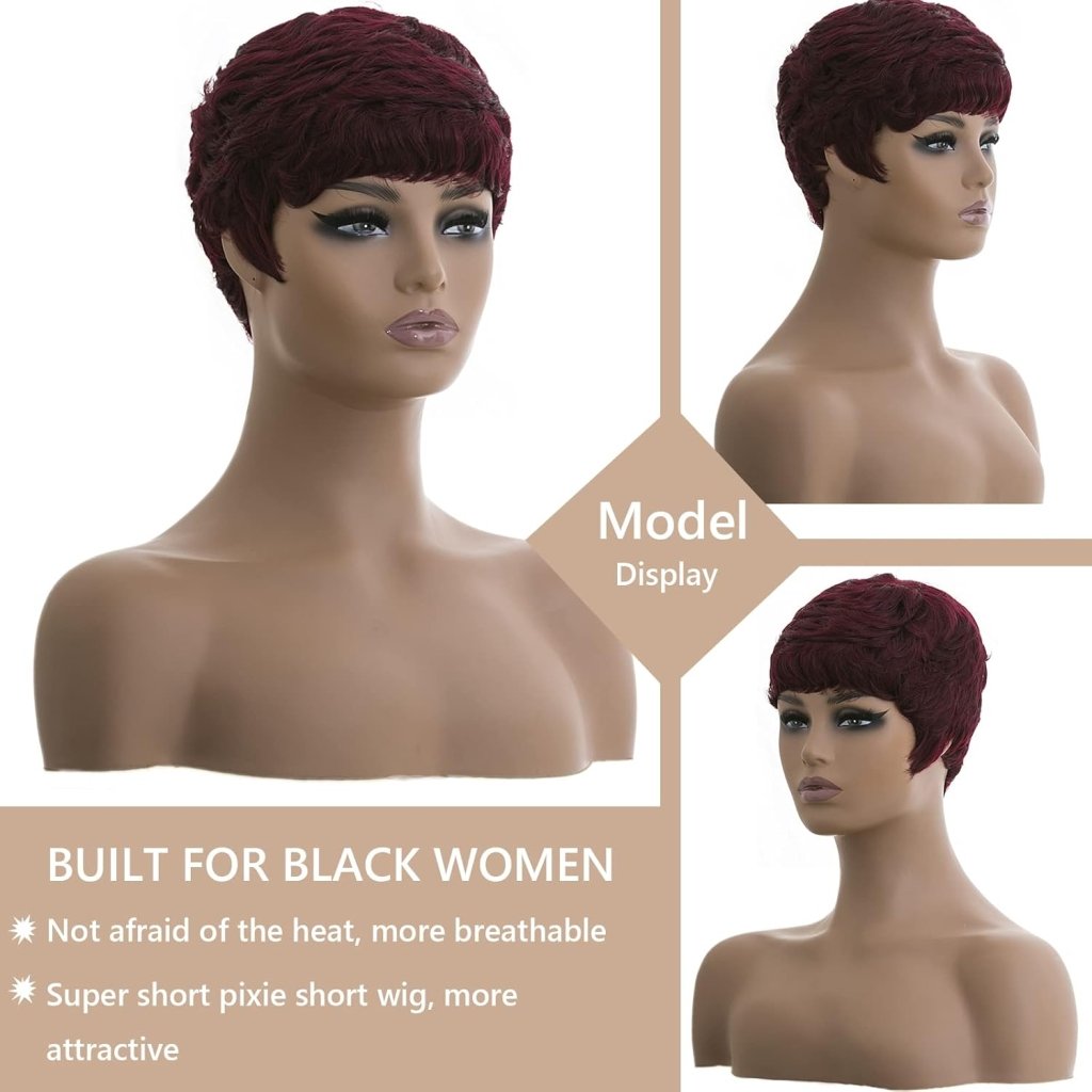 Grey Pixie Wigs for Black Women Grey Pixie Cut Short Wavy Layered Human Hair Wigs - Wigtrends