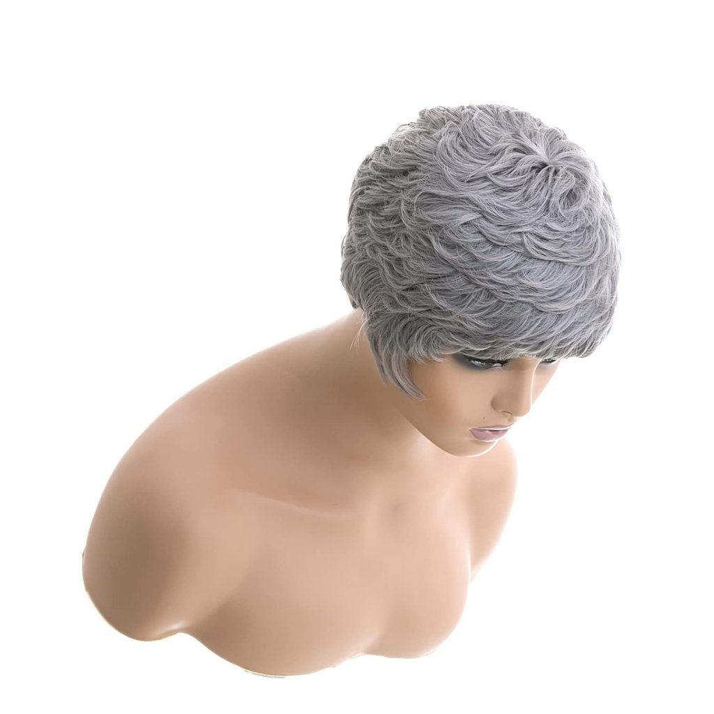 Grey Pixie Wigs for Black Women Grey Pixie Cut Short Wavy Layered Human Hair Wigs - Wigtrends